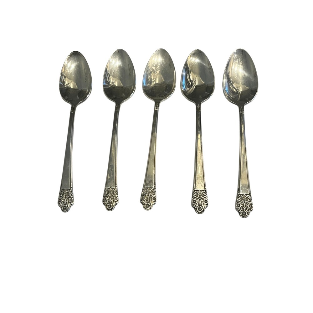 Original Rogers International Silver Precious Pattern Silverplate Teaspoons 5pc